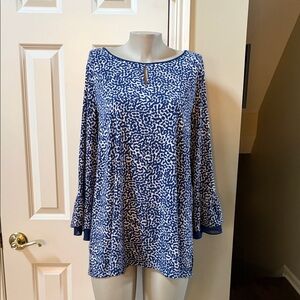 Susan Graver print Blouse, sz XL